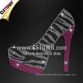 Zebra print high heels motif, wholesale custom hot fix rhinestone motif